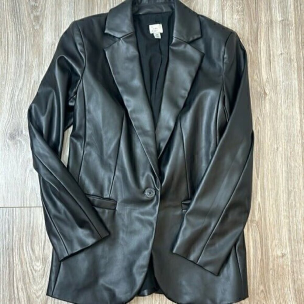 A new day one button faux leather jacket a line size XS